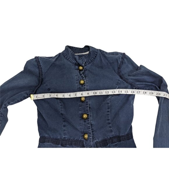 Women's Denim Blue Cotton Gold Button Front Sz. 6 Jacket 11g - Picture 3 of 9